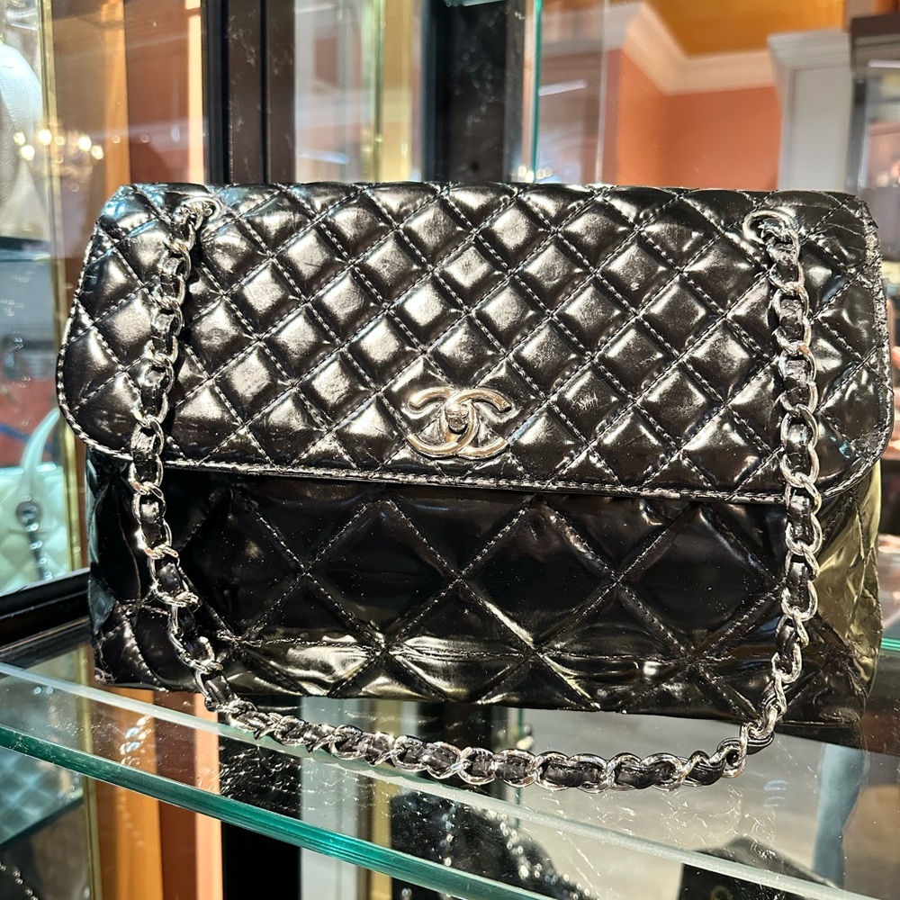 Chanel patent leather large purse